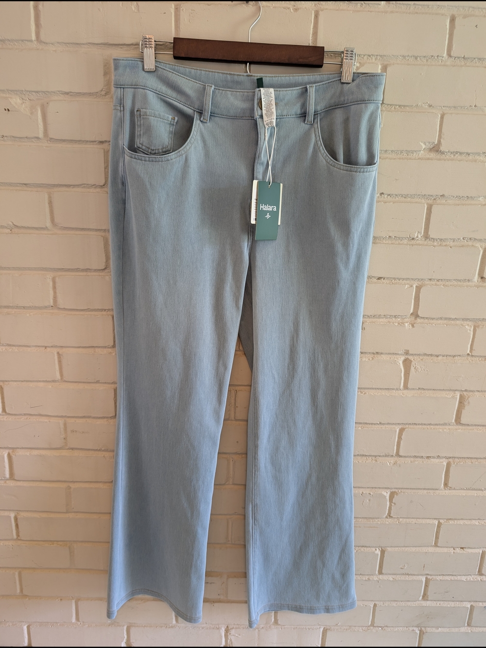 NWT Halara L Petite Women's High Waisted Flare Light Blue Stretch Jeans